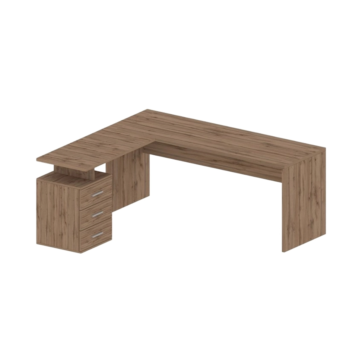 Modern Corner Office Desk in Wood with 3 Drawers New Selina WD — 9