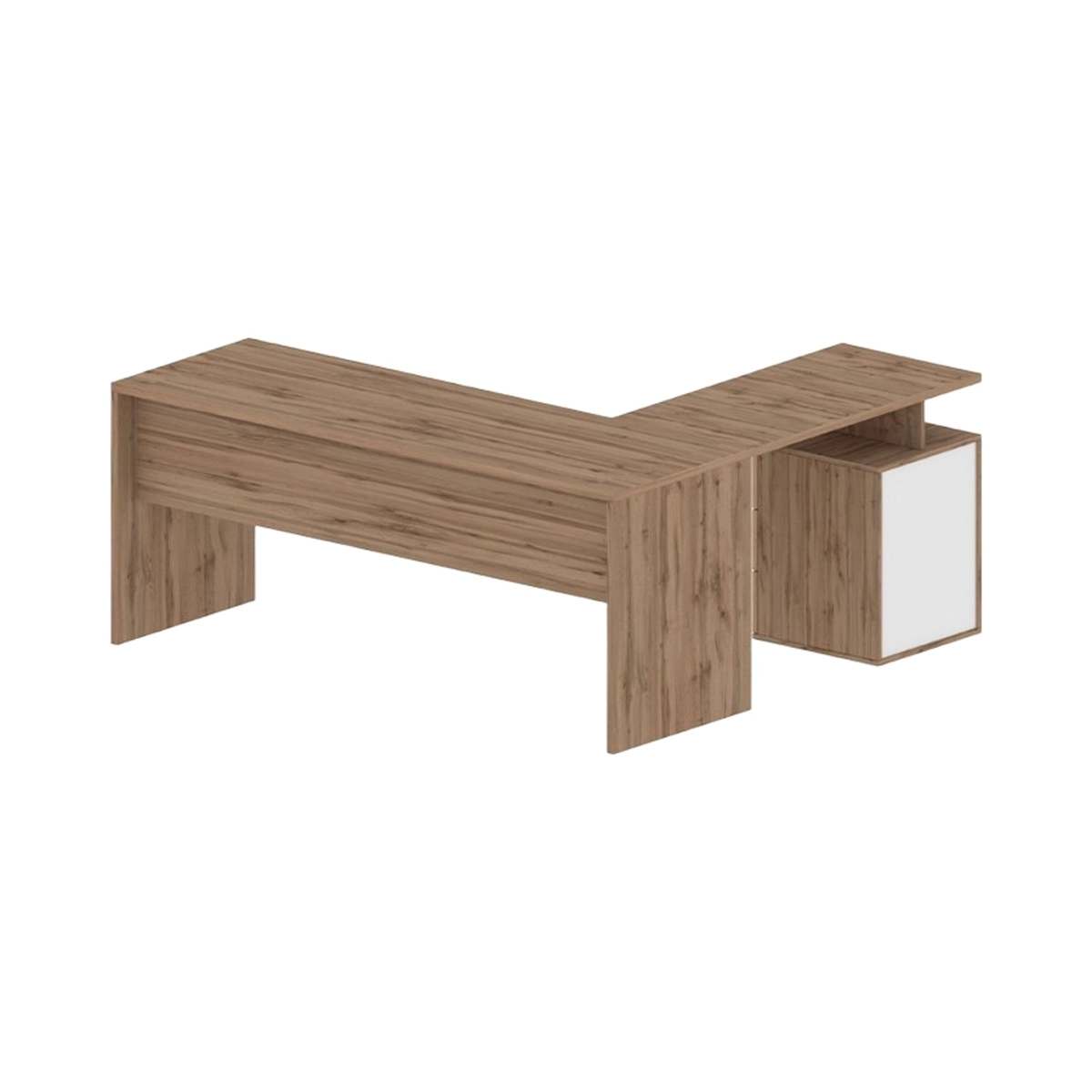 Modern Corner Office Desk in Wood with 3 Drawers New Selina WD — 10