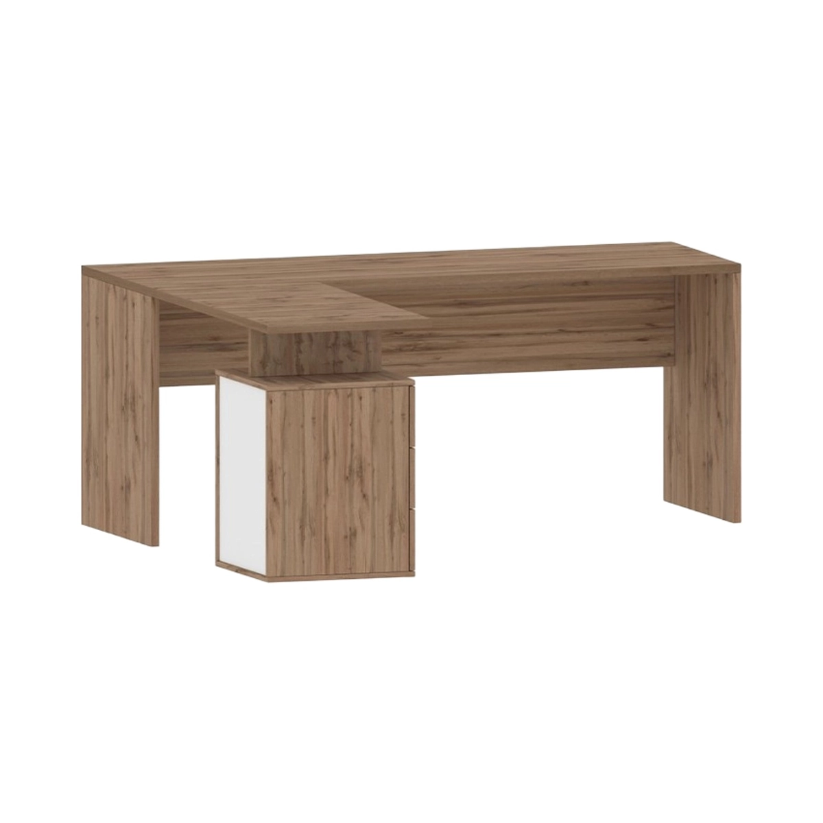 Modern Corner Office Desk in Wood with 3 Drawers New Selina WD — 6