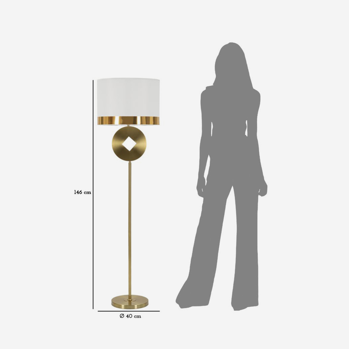 Coin Metal Floor Lamp with Tessuto Shade — 3