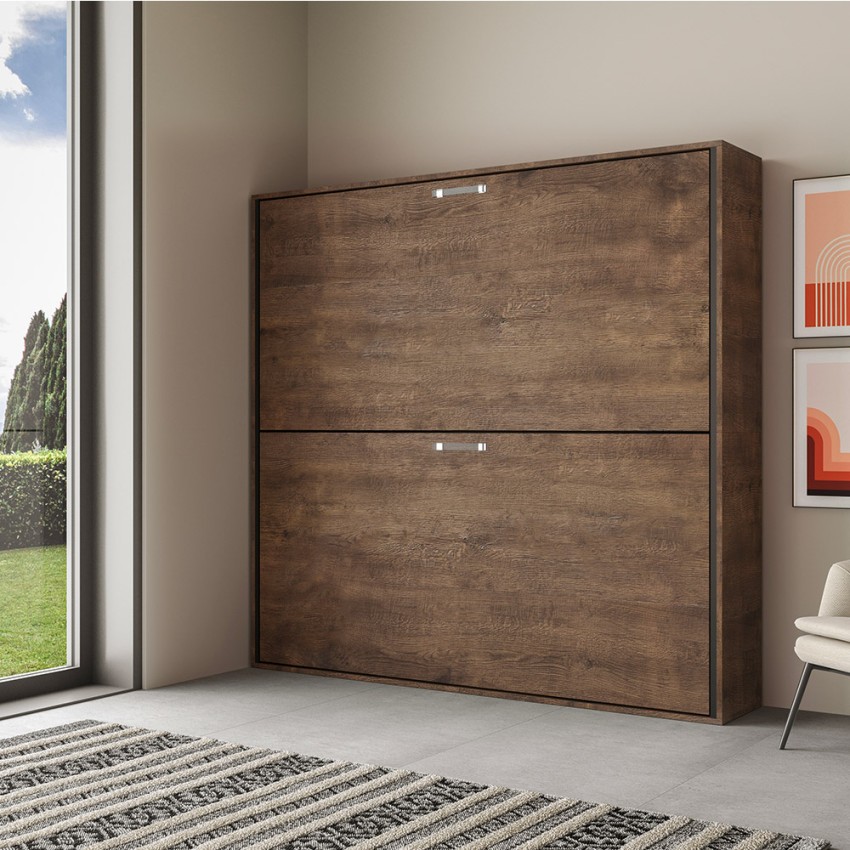 Foldaway bunk bed horizontal walnut Kando Itamoby 85x185 — 5