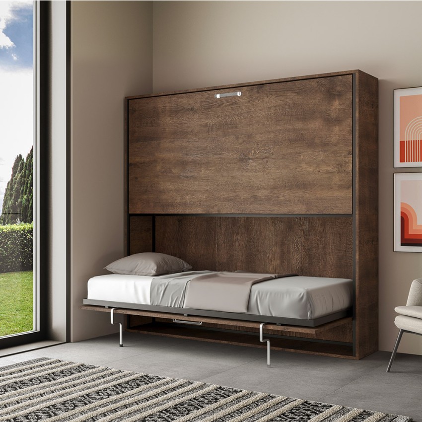 Foldaway bunk bed horizontal walnut Kando Itamoby 85x185 — 4