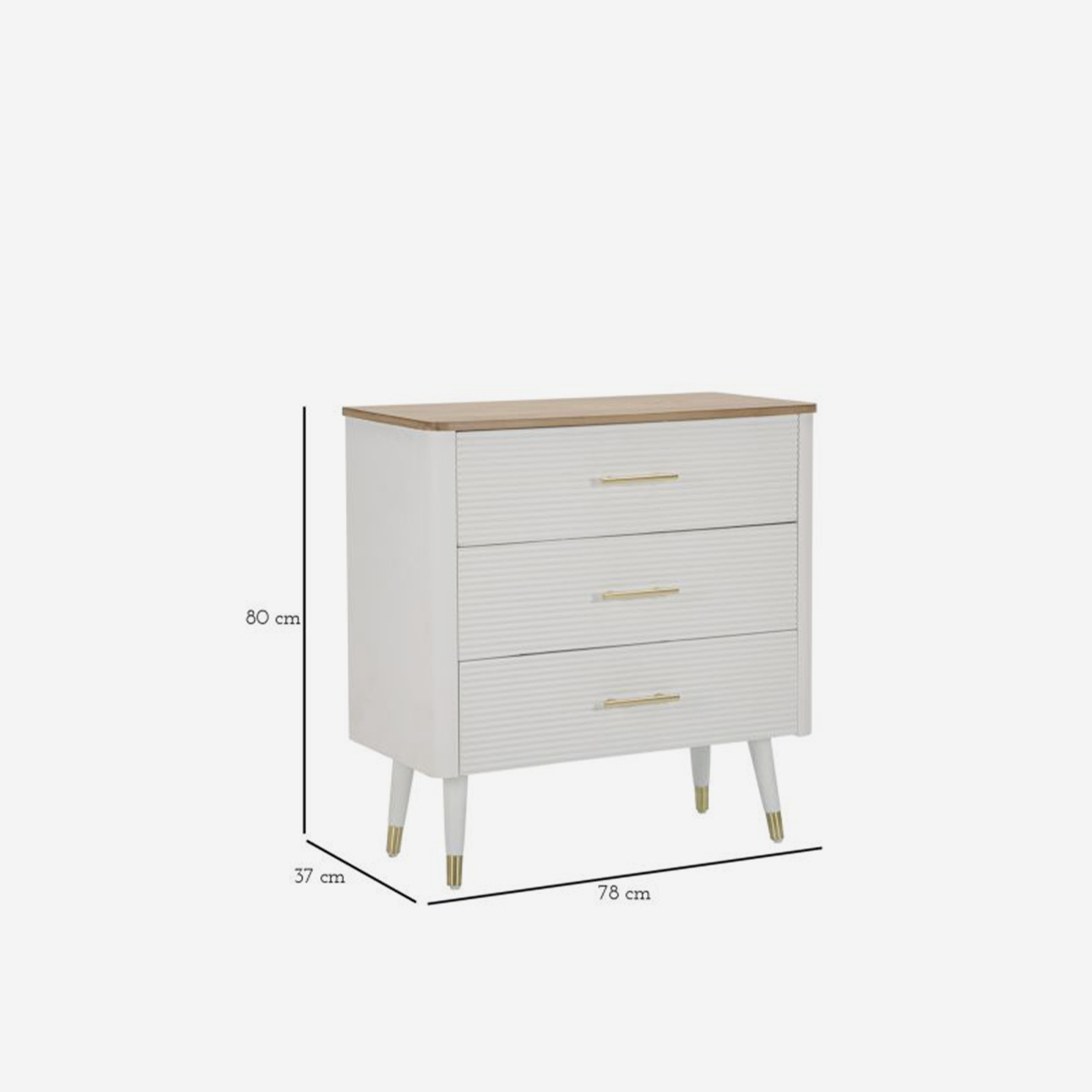 Matera 3-Drawer Dresser in Legno Wood and Metal for Bedroom — 3