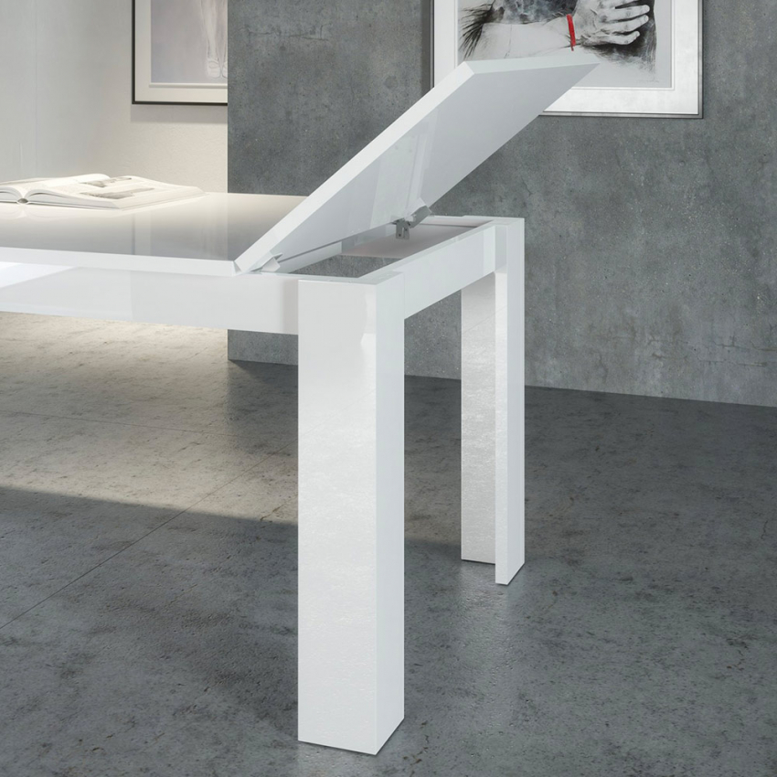 Jesi Long modern design white extendable 160-210x90cm dining table console — 4
