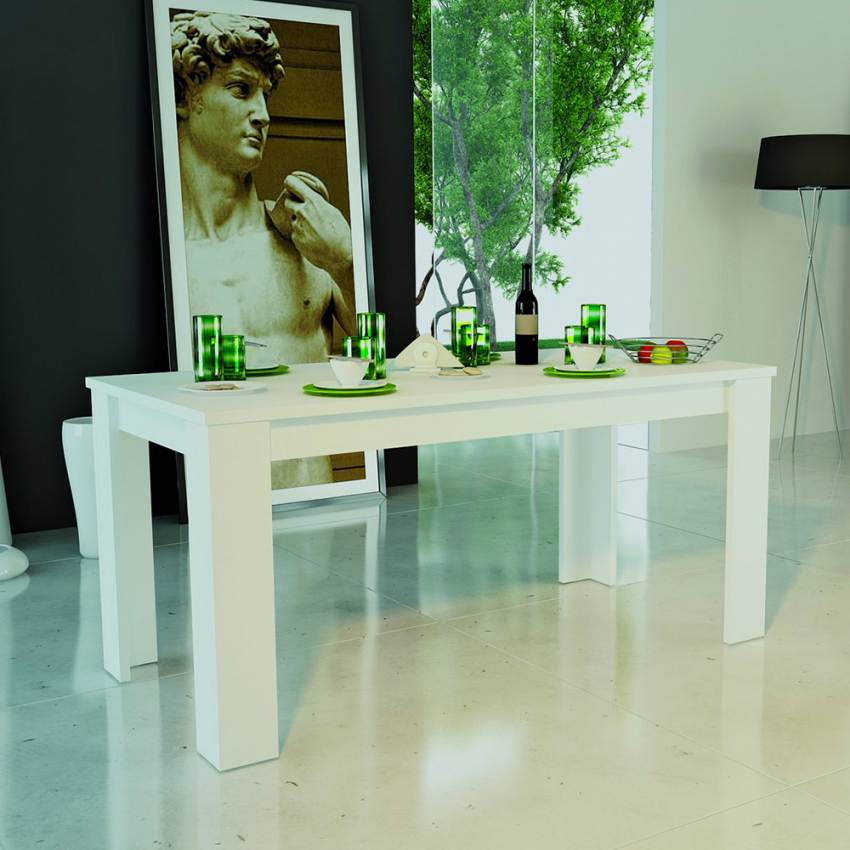 Jesi Long modern design white extendable 160-210x90cm dining table console — 3