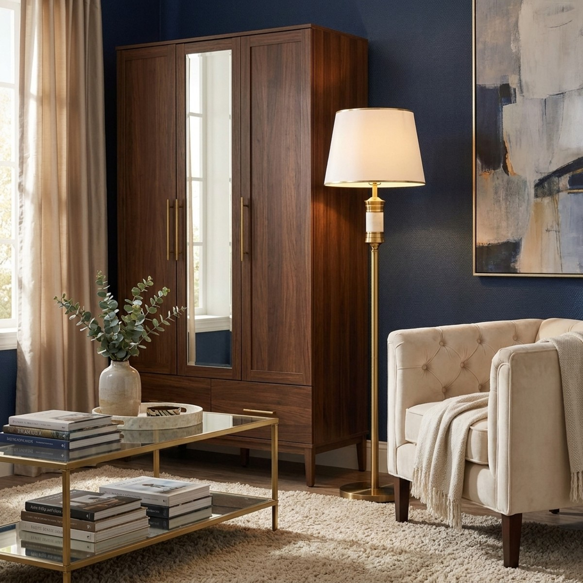Whity Floor Lamp in Iron and Fabric 160 cm — 2