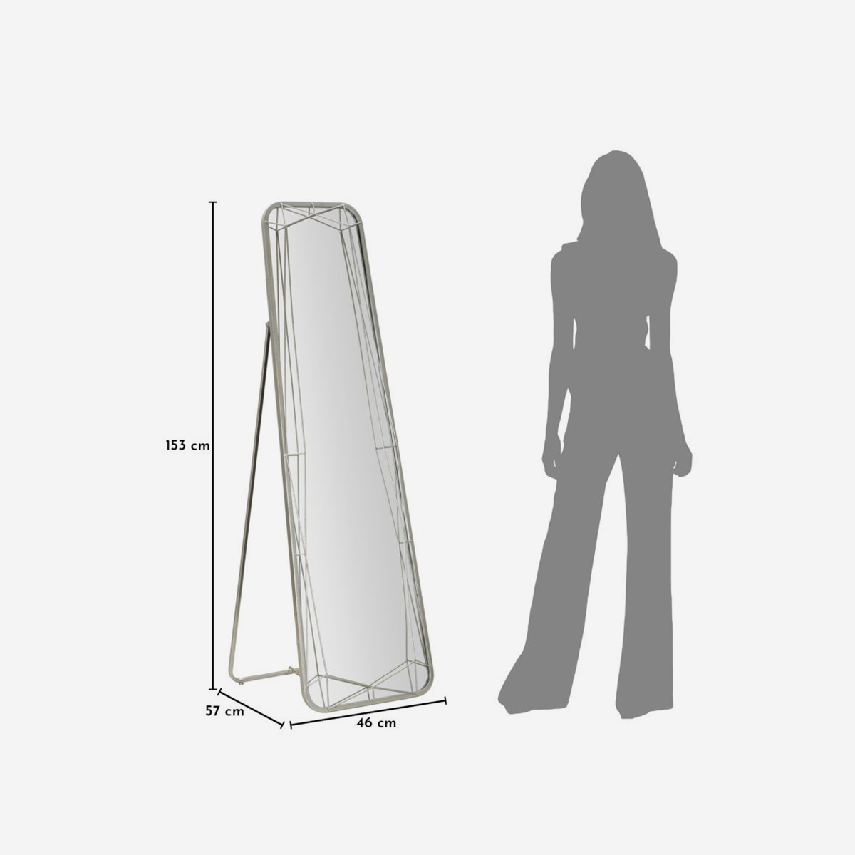 Aster Modern Free-Standing Floor Mirror with Metal Frame and Stand — 5