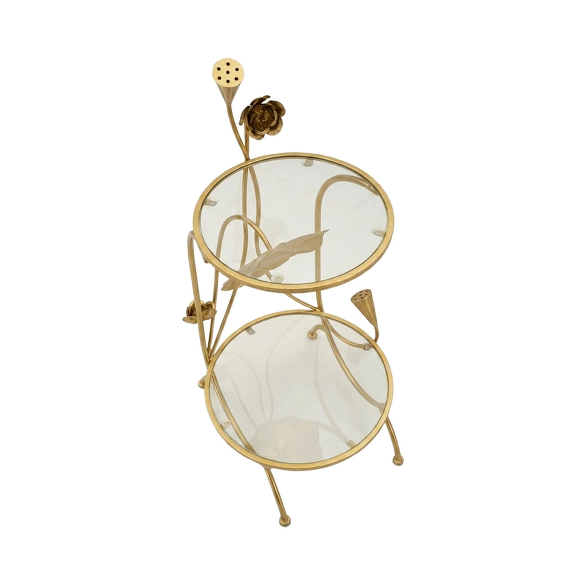 Flowers Round 2 Tier Side Table in Iron and Vetro — 6