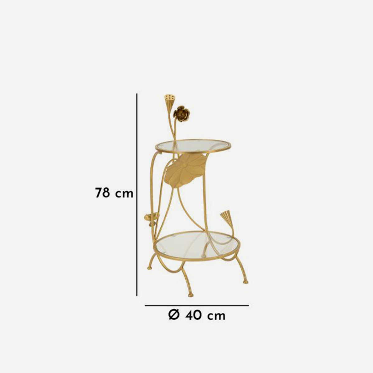 Flowers Round 2 Tier Side Table in Iron and Vetro — 5