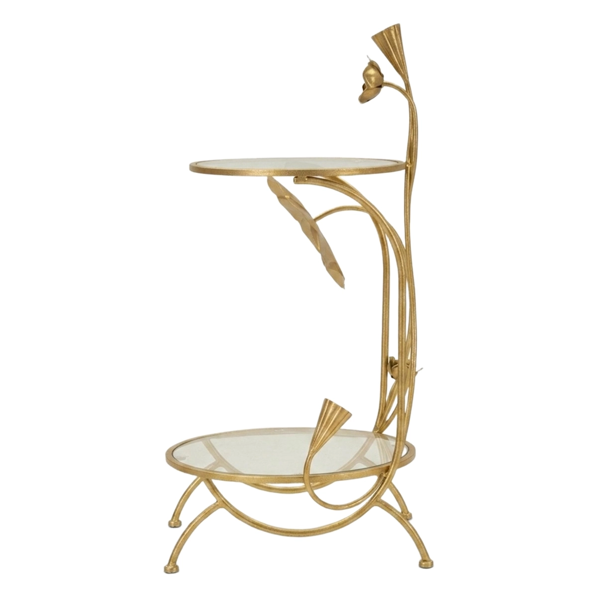 Flowers Round 2 Tier Side Table in Iron and Vetro — 7