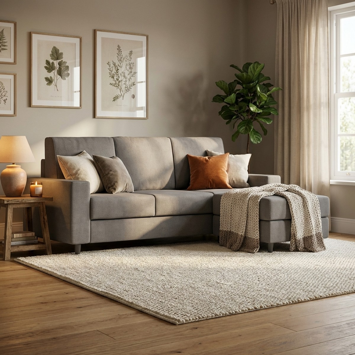 3-Seater 208cm Living Room Fabric Sofa with Ottoman Sakar 180P — 2
