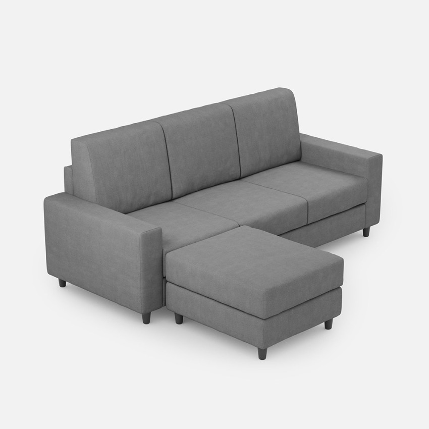 3-Seater 208cm Living Room Fabric Sofa with Ottoman Sakar 180P — 3