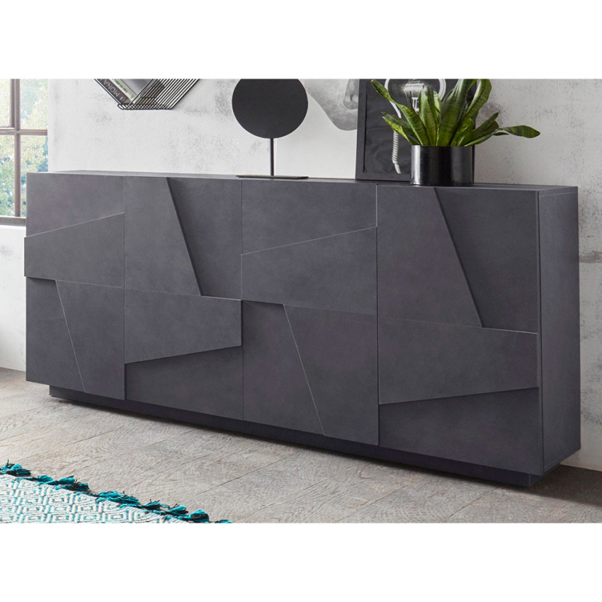 Slate-grey modern sideboard with 4 doors 2 compartments 2 shelves Ping Side L Ardesia — 3