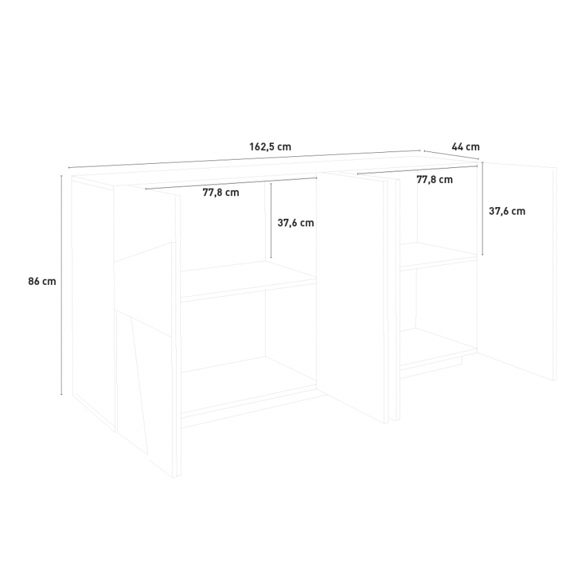 Slate-grey modern sideboard with 4 doors 2 compartments 2 shelves Ping Side L Ardesia — 7