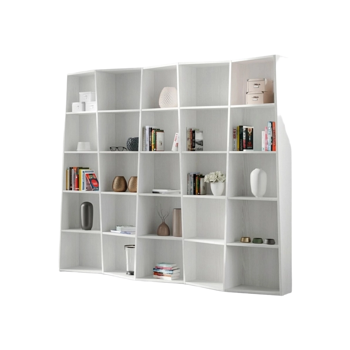 Trek 5 Itamoby Modern 5-Column Wall Bookcase in Ash White — 3