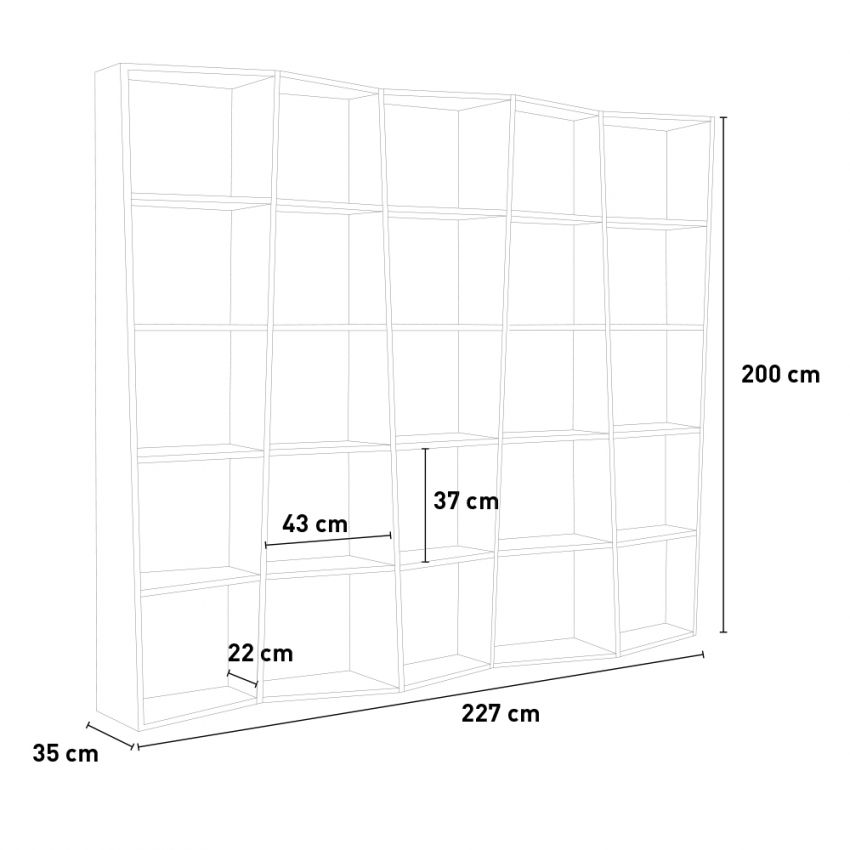 Trek 5 Itamoby Modern 5-Column Wall Bookcase in Ash White — 4