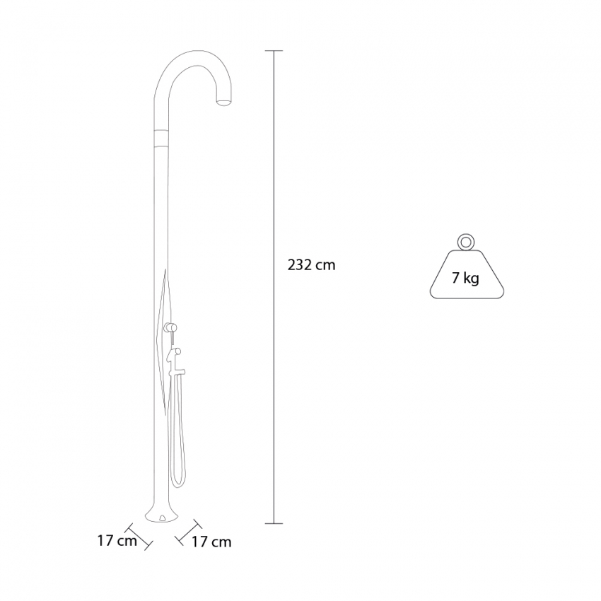 Modern design outdoor shower with mixer and foot wash Arkema Design Funny Yin T145 — 7