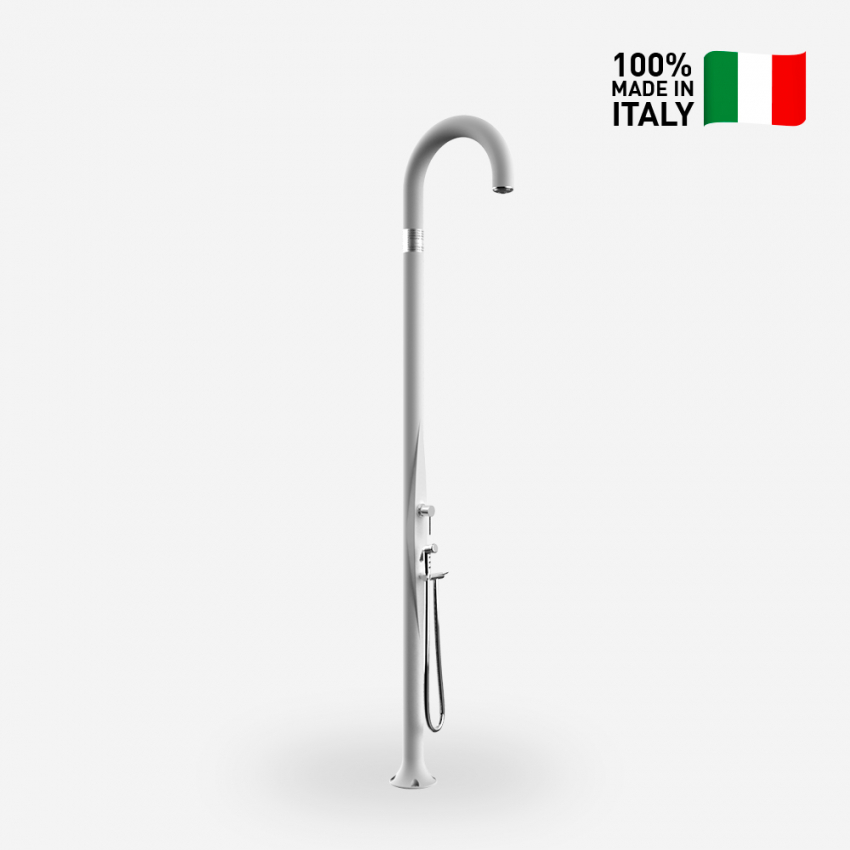 Modern design outdoor shower with mixer and foot wash Arkema Design Funny Yin T145 — 2