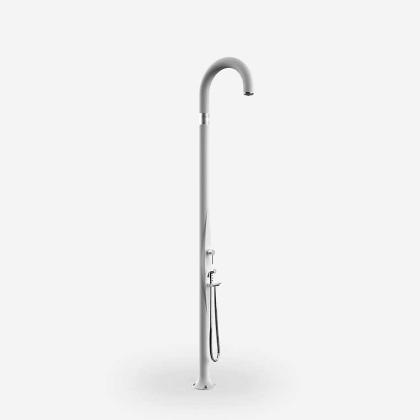Modern design outdoor shower with mixer and foot wash Arkema Design Funny Yin T145 — 3