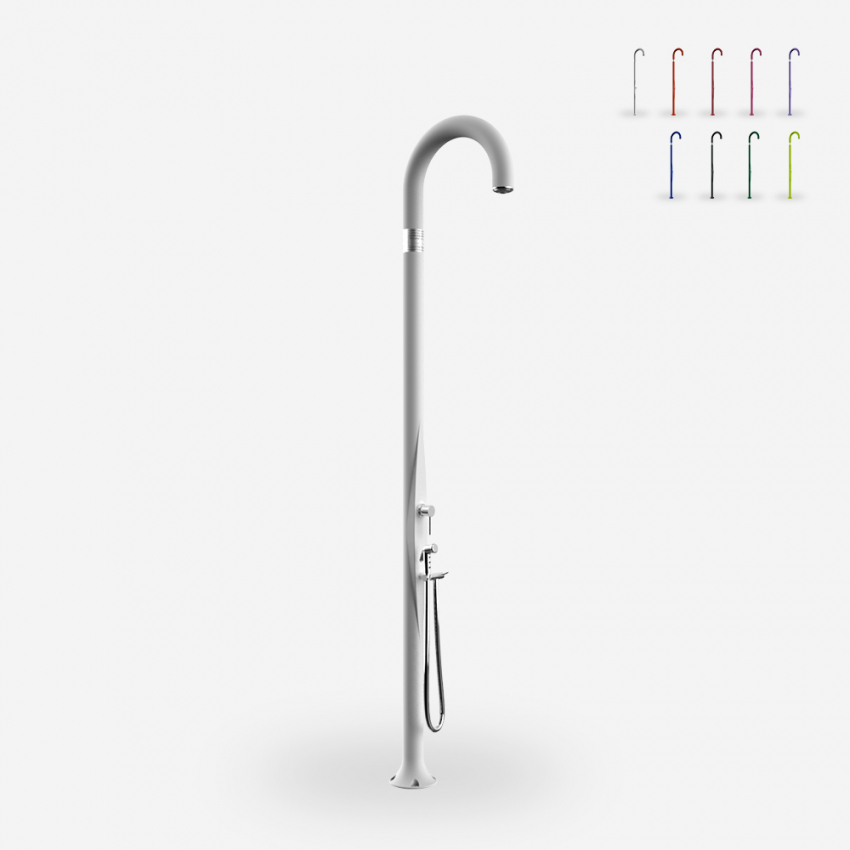 Modern design outdoor shower with mixer and foot wash Arkema Design Funny Yin T145 — 1