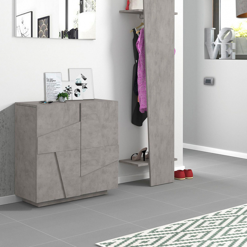 Modern design cement grey shoe cabinet with 2 doors for 16 pairs Ping C16 — 3