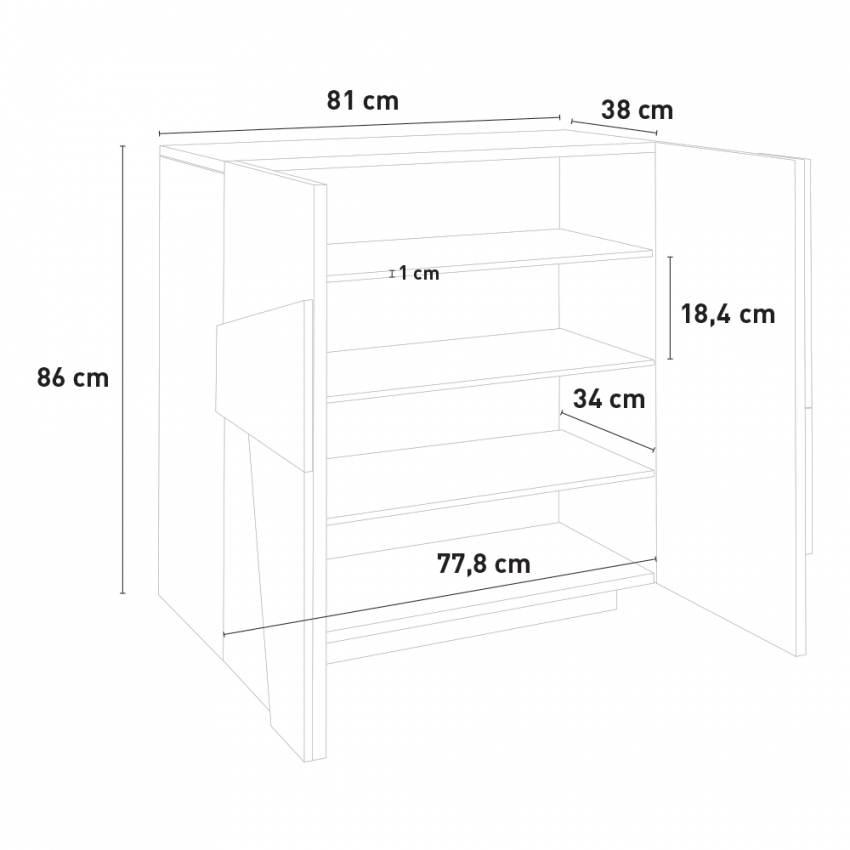 Modern design cement grey shoe cabinet with 2 doors for 16 pairs Ping C16 — 6