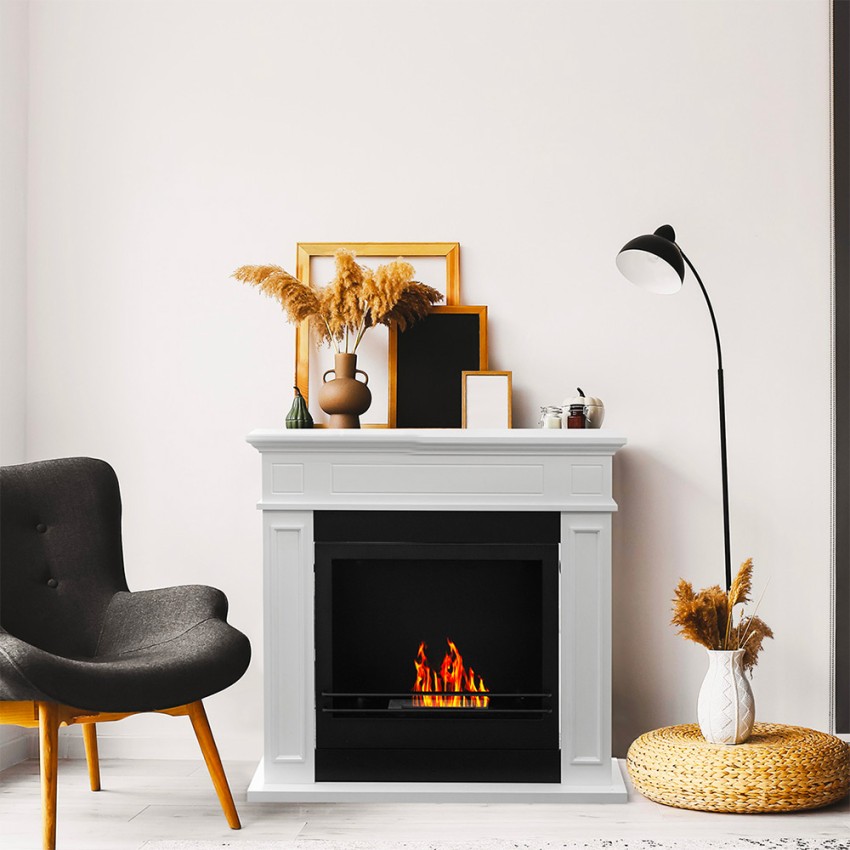 Floor-standing Bioethanol Fireplace with Mantel Jefferson Eco Divina Fire — 2