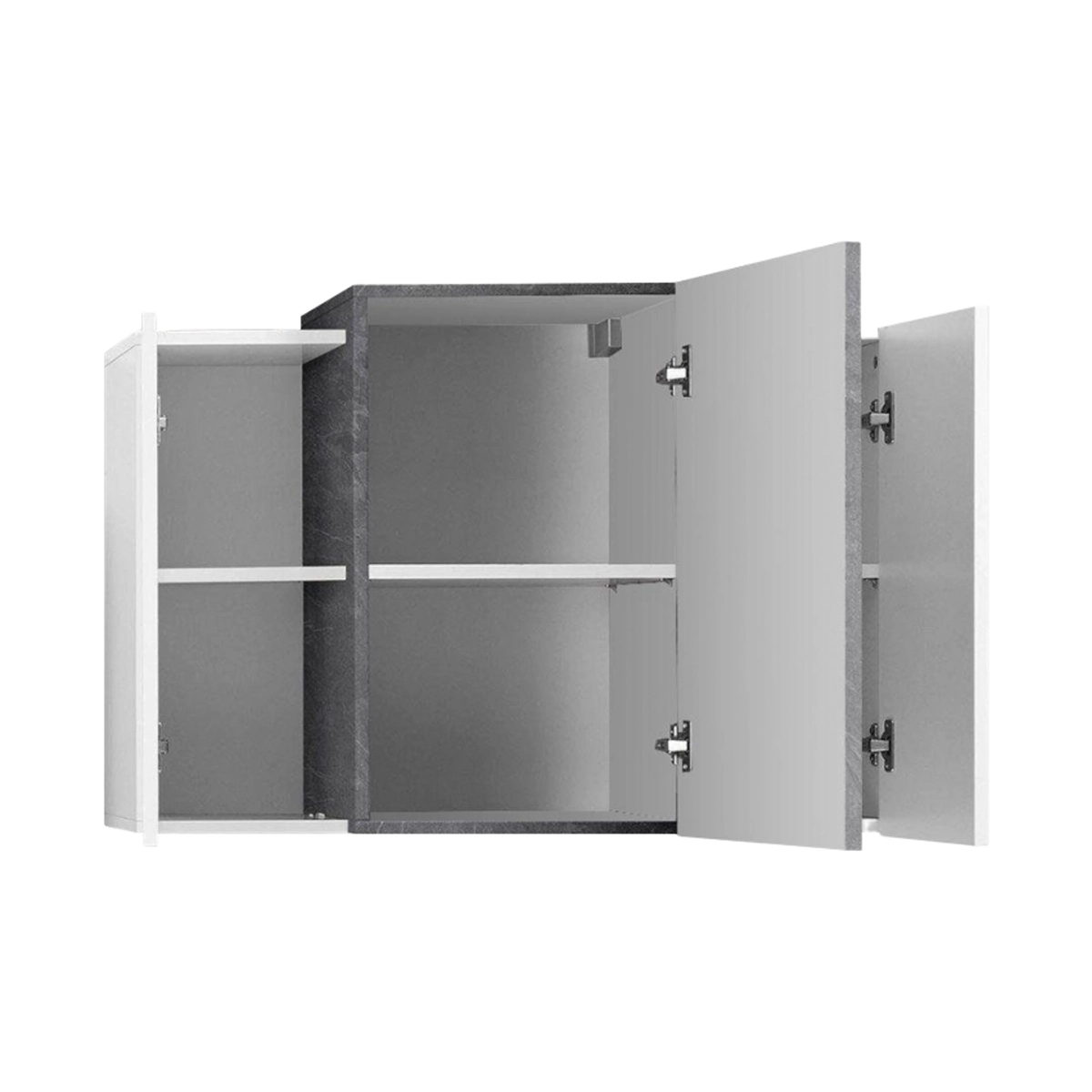 Wall-Mounted Living Room Cabinet with 3 Doors, Glossy White and Slate, Corona Unit — 5