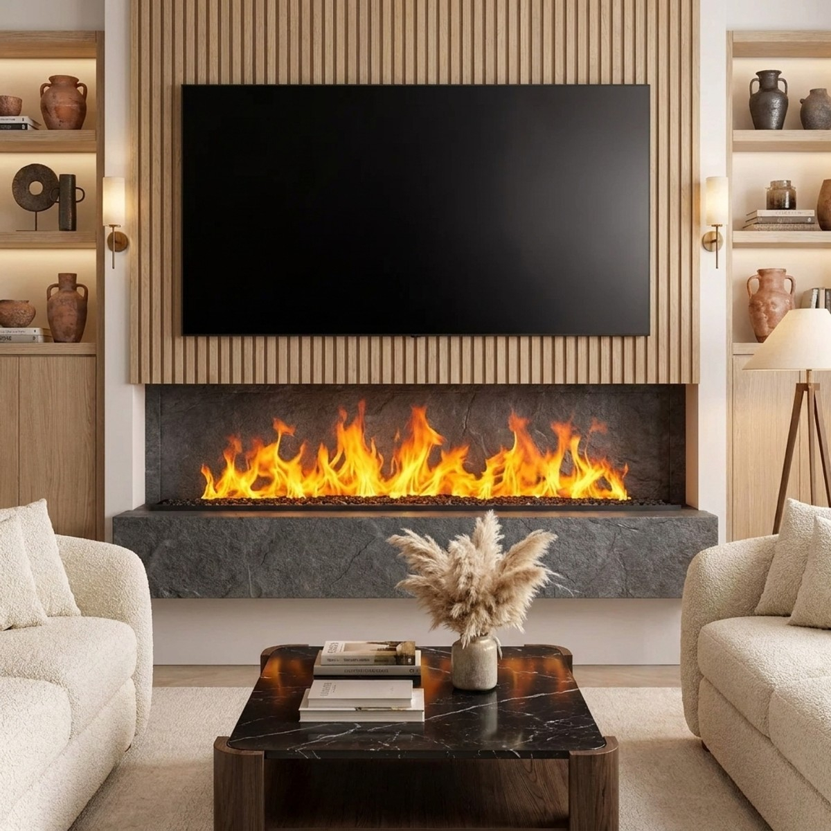 Built-in 3D water vapor electric fireplace insert Divina Fire DFVAPO150 — 2
