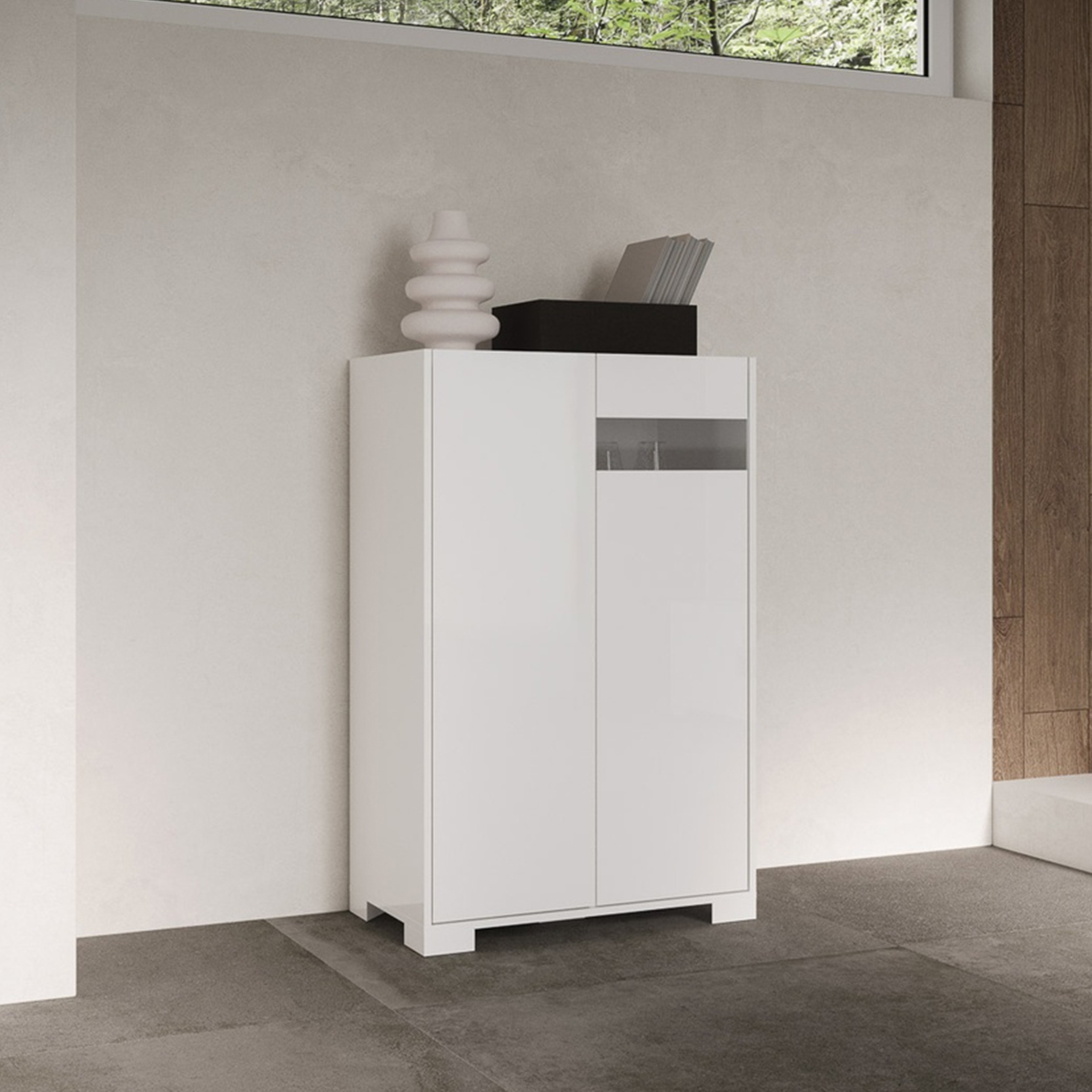 Modern tall 2-door cabinet space-saving 70x35x110 Riflesso — 2