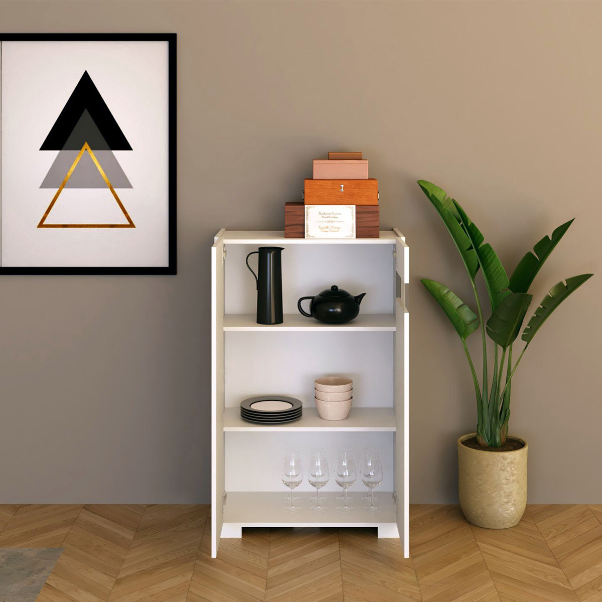 Modern tall 2-door cabinet space-saving 70x35x110 Riflesso — 3