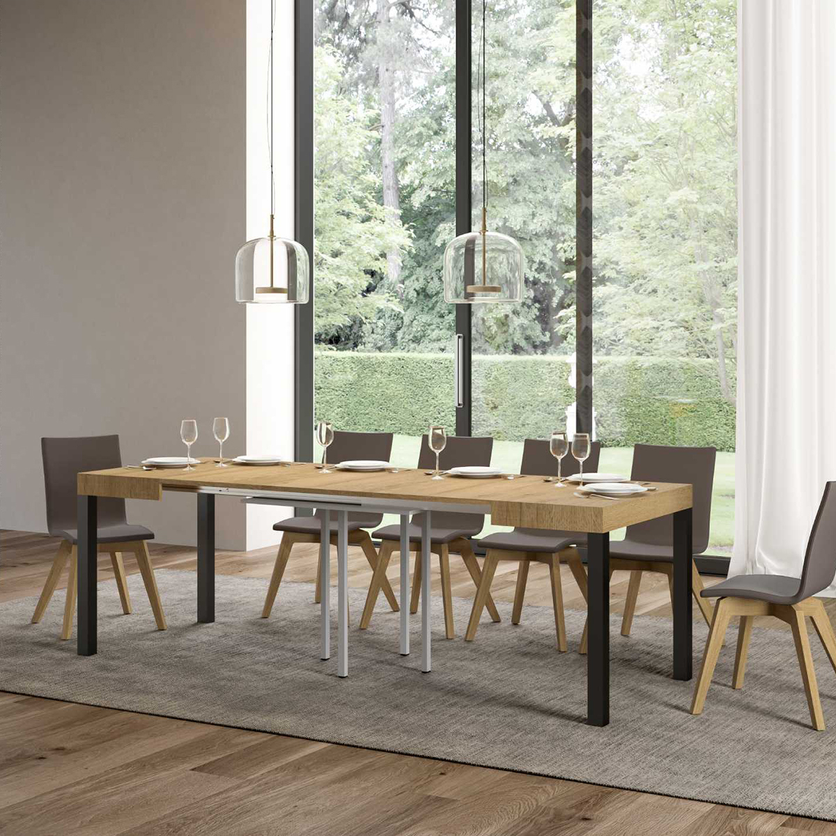 Everyday Modern Industrial Square Extending Table 90x90-246 cm — 2