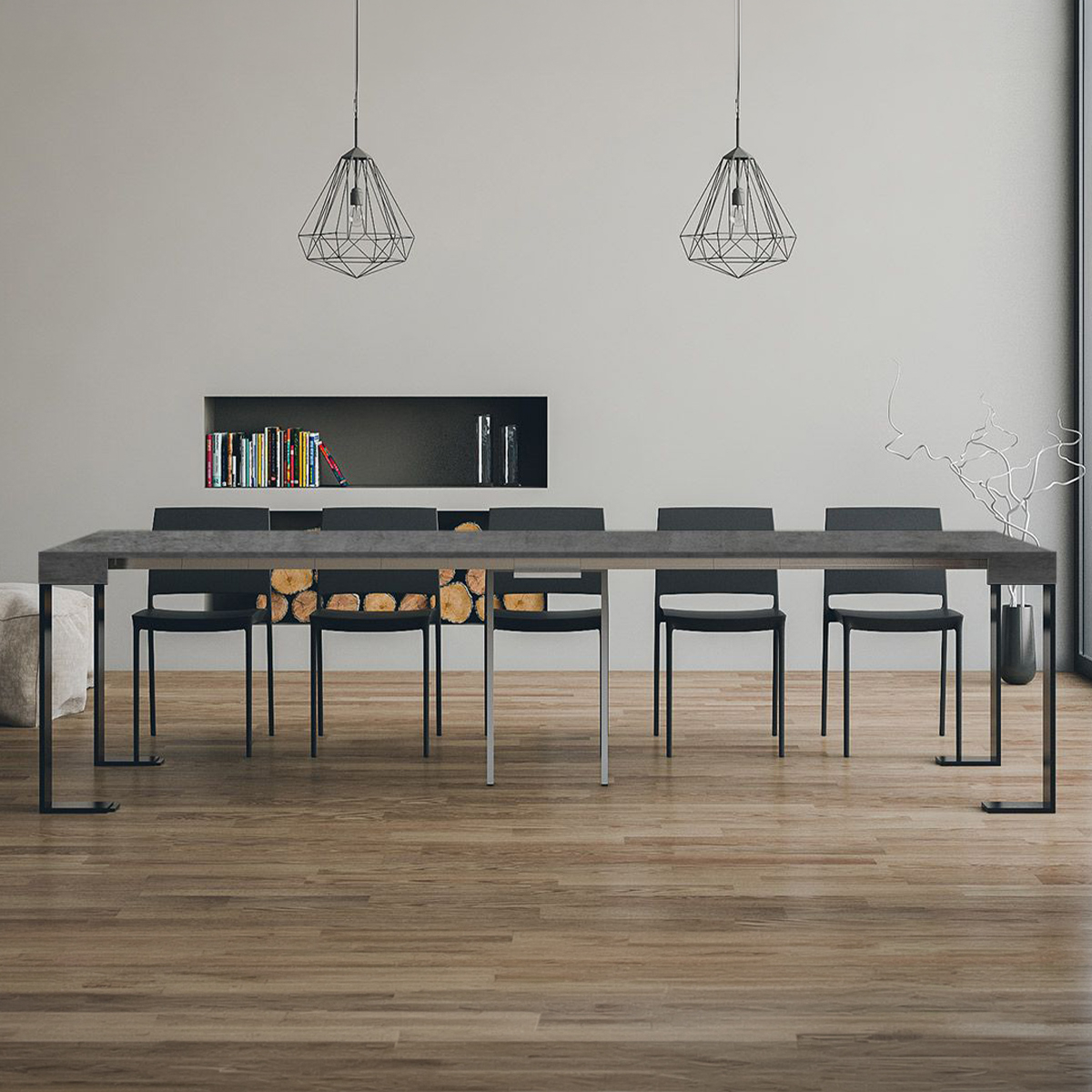 Extendable console table 90x40-300cm modern concrete grey Tecno Concrete Itamoby — 4