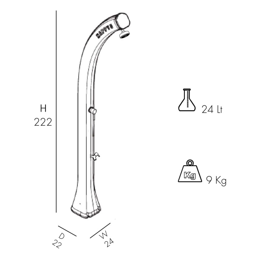 Solar outdoor shower 24L with foot wash Happy Five F520 Arkema Design — 9