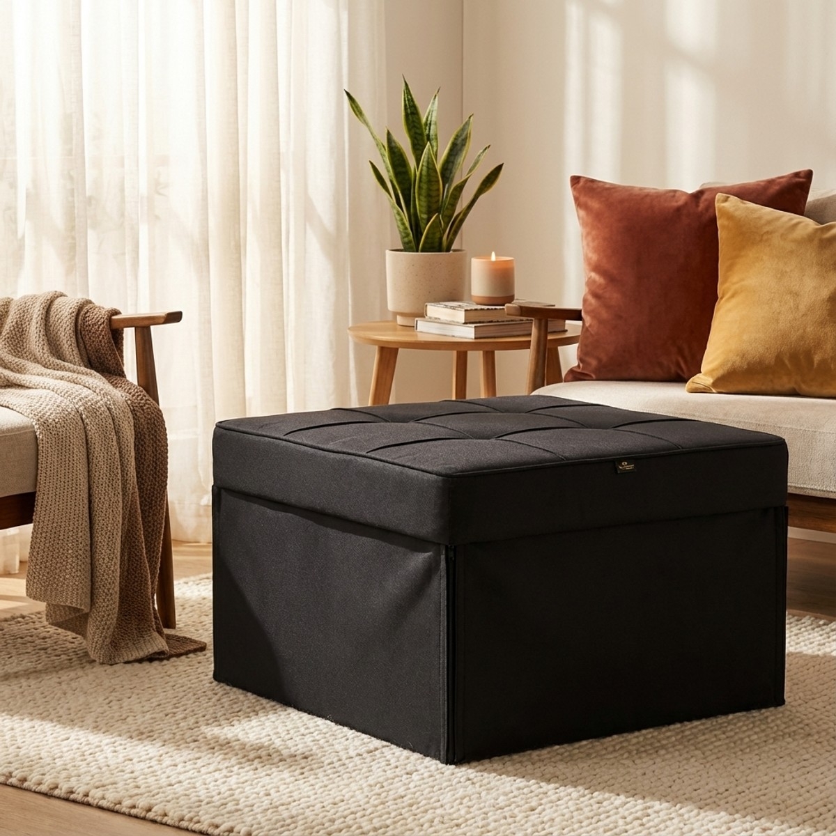 Foldable Single Ottoman Bed Armchair in Fabric Sweet Relax — 2