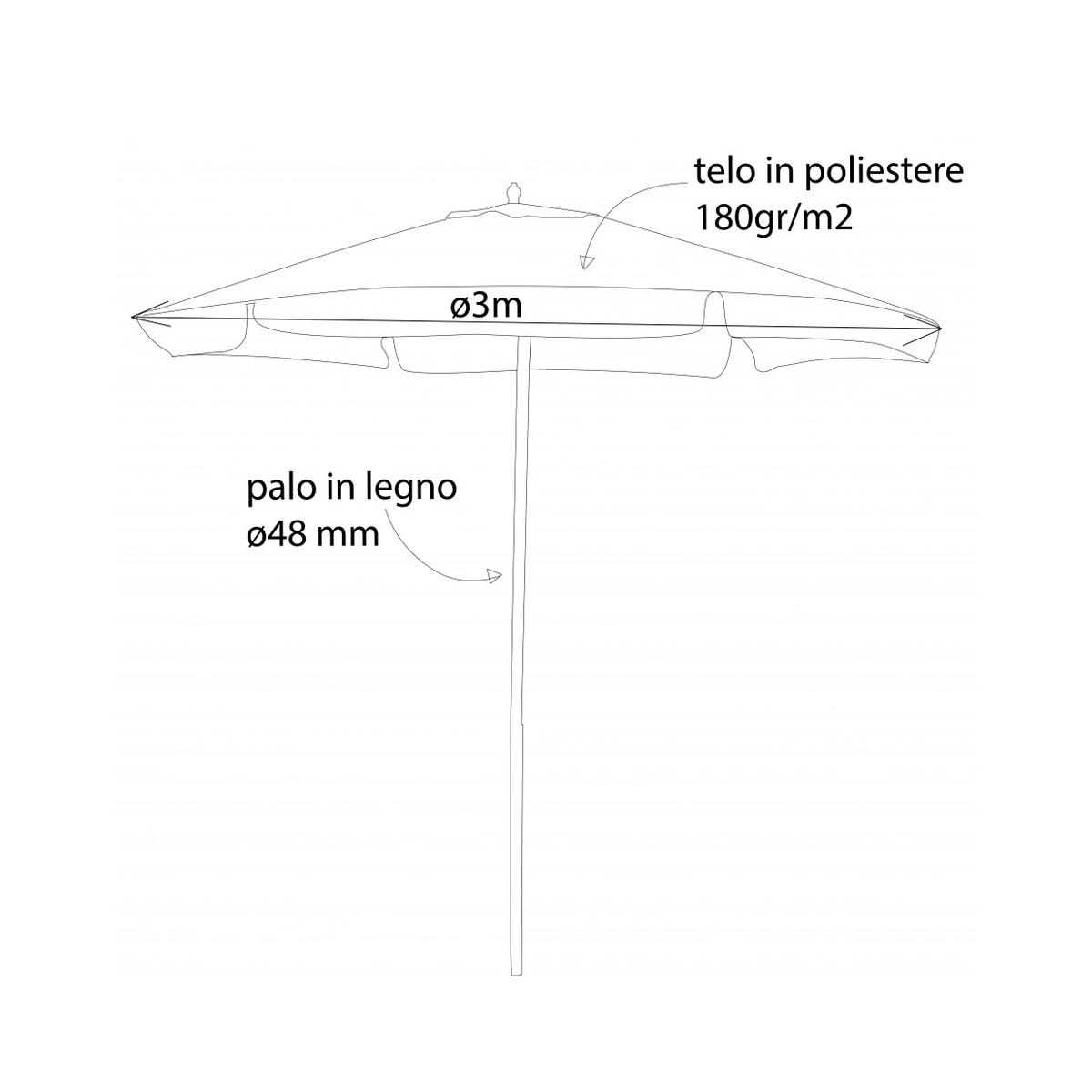 Fantasy Garden Parasol Ø 3m with Central Pole in Legno — 3