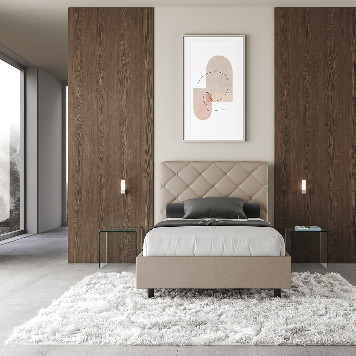 Priya P 120x190 Small Double Upholstered Bed with Storage — 3