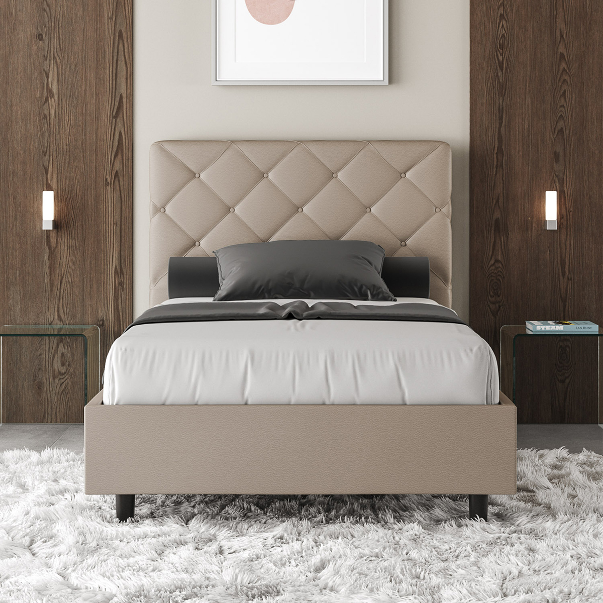Priya P 120x190 Small Double Upholstered Bed with Storage — 4