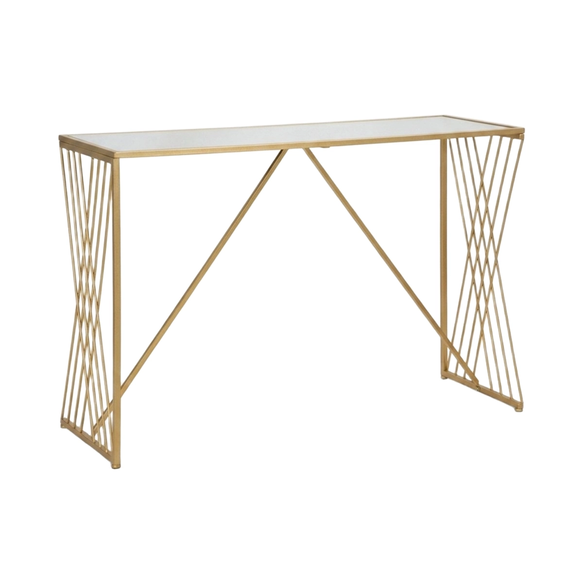 Easy Modern Hallway Console Table in Iron and Mirrored Glass — 1