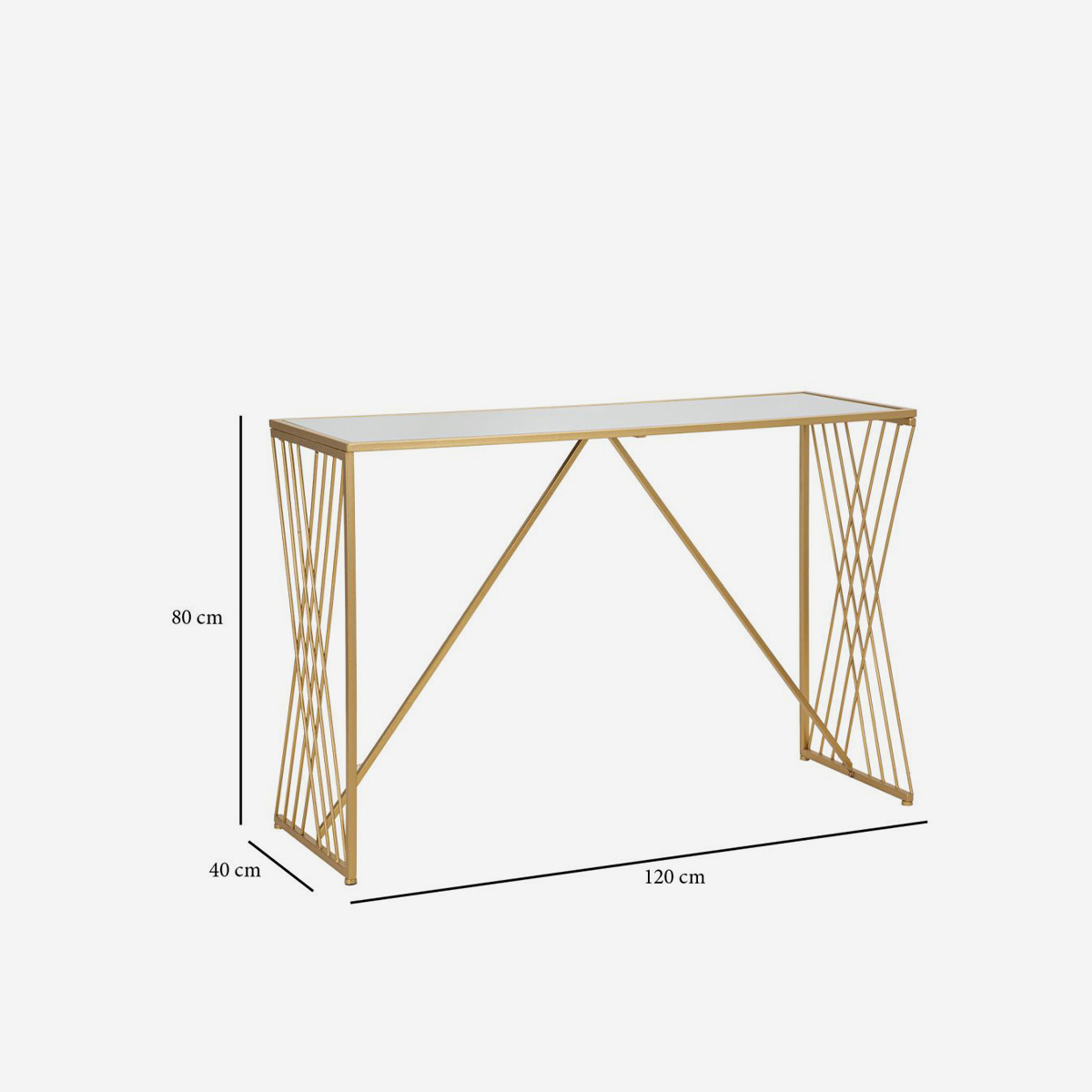 Easy Modern Hallway Console Table in Iron and Mirrored Glass — 3