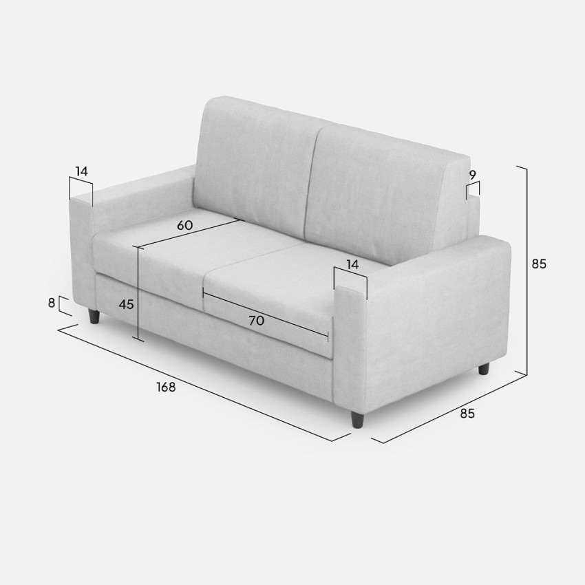 2 seater fabric sofa 168cm Sakar 140 Itamoby Italian design — 9