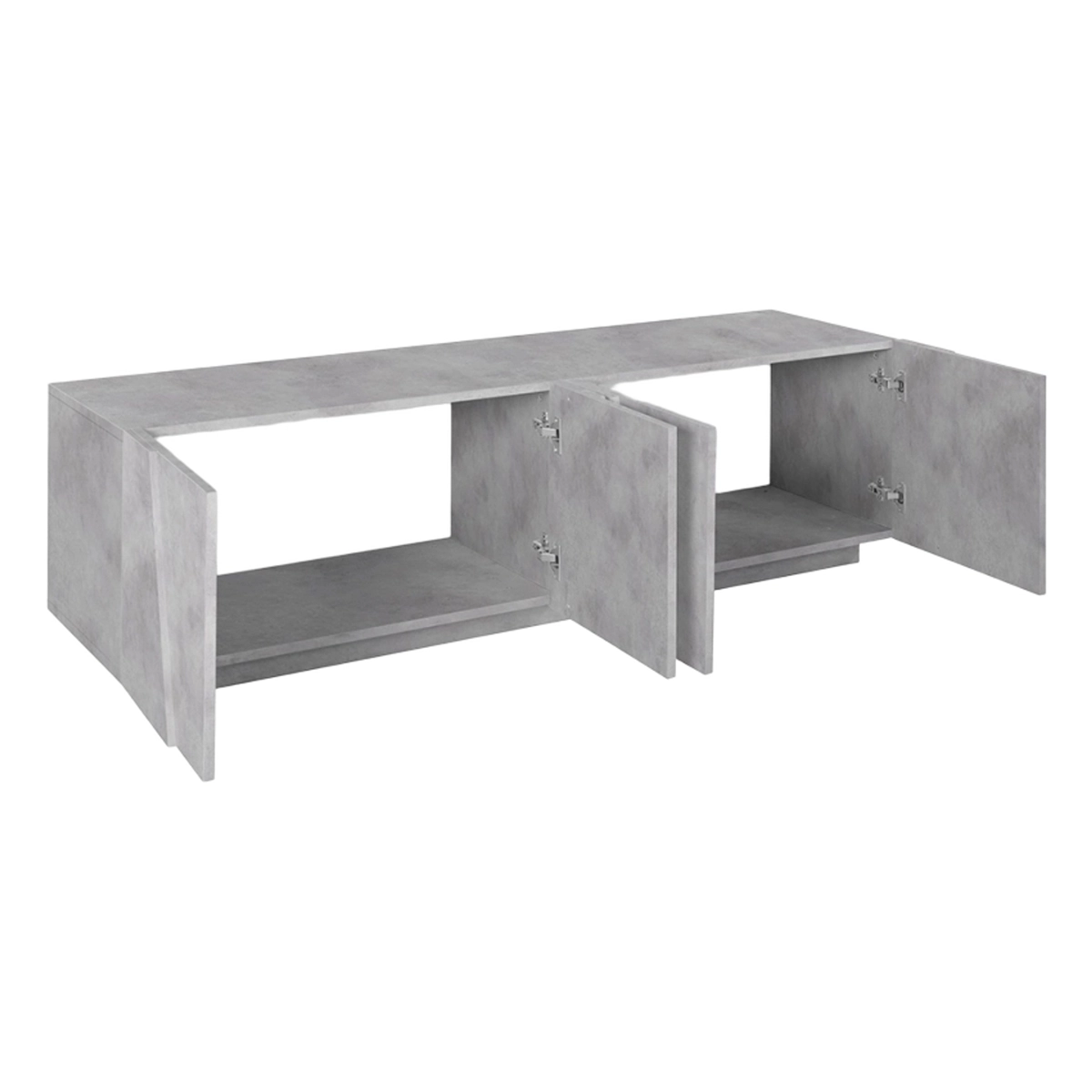 TV cabinet 4 doors 2 compartments modern design Ping Low L Concrete — 4
