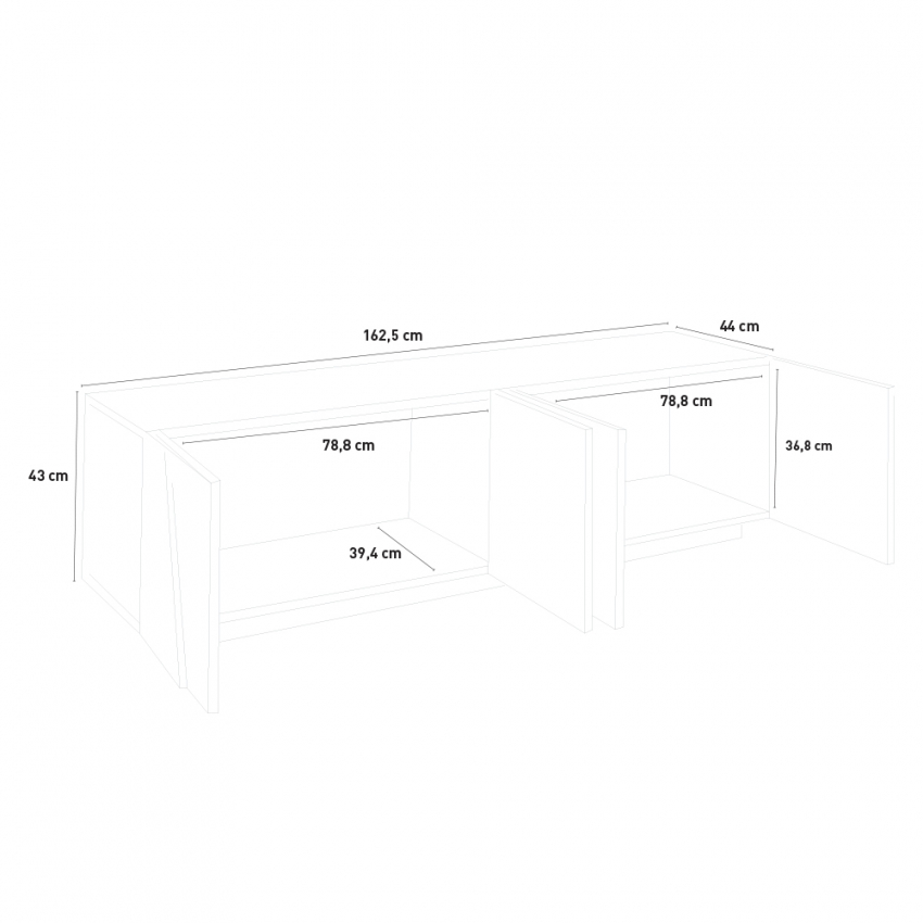 TV cabinet 4 doors 2 compartments modern design Ping Low L Concrete — 5