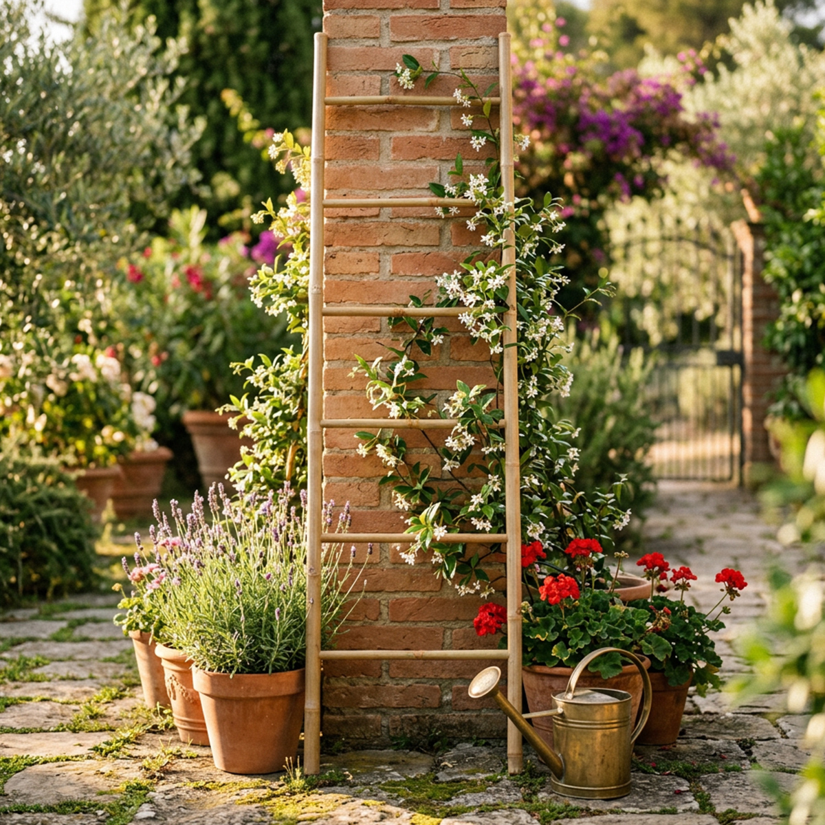 Decorative Freestanding Bamboo Ladder Mary 6 Cosma — 3