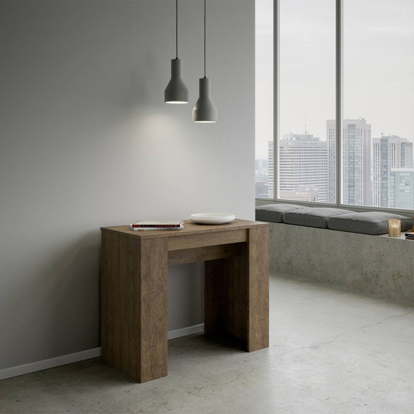 Extendable Console Dining Table 90x48-204cm Basic Small Walnut — 3