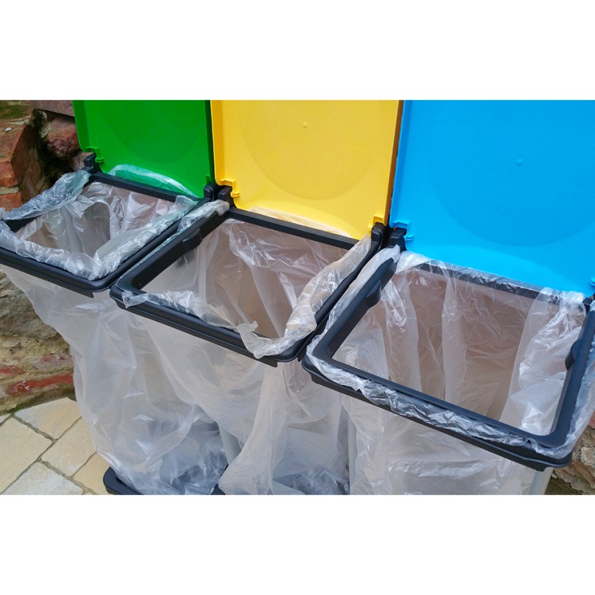 Mongardi Mr. B Tris 3-Compartment Recycling Waste Bag Holder — 3
