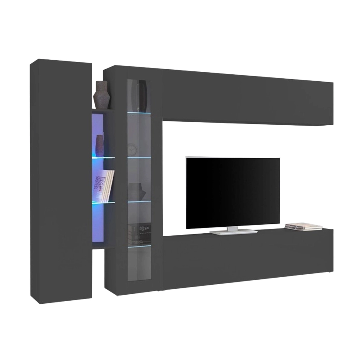 Note Duet Modern Living Room Wall Unit with TV Stand & Display — 5