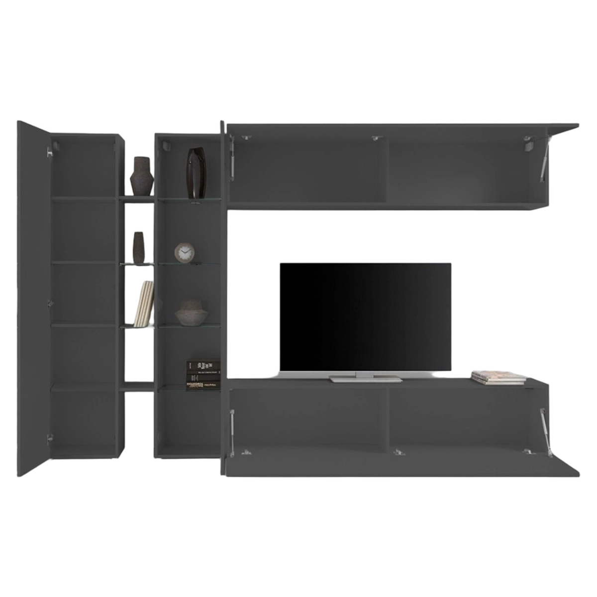 Note Duet Modern Living Room Wall Unit with TV Stand & Display — 7