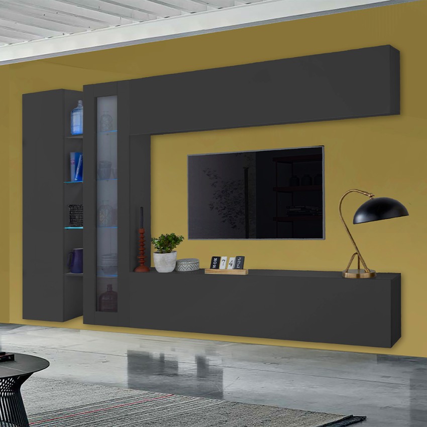 Note Duet Modern Living Room Wall Unit with TV Stand & Display — 2
