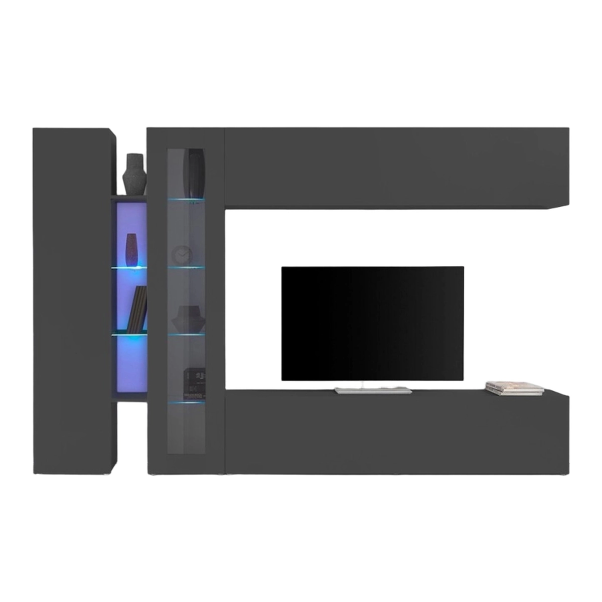 Note Duet Modern Living Room Wall Unit with TV Stand & Display — 6